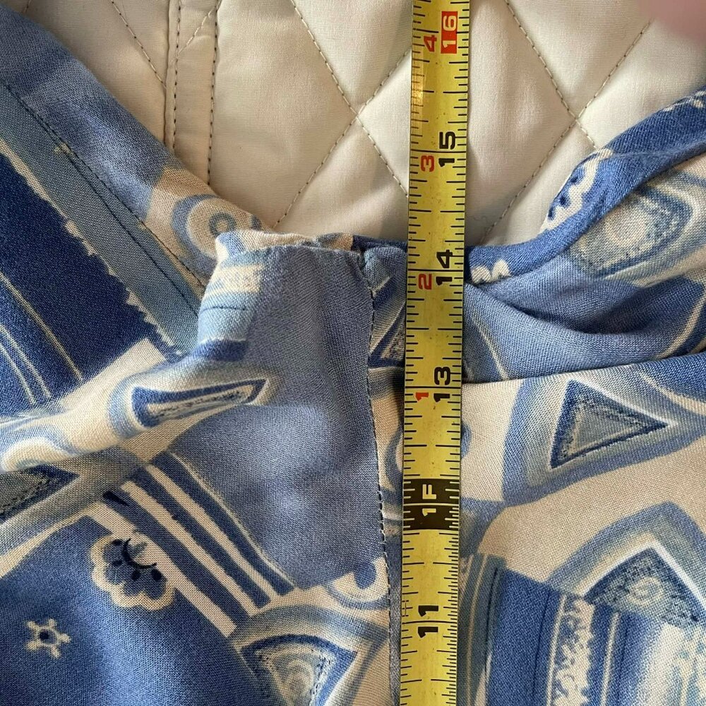 BOHO ARTSY SUMMER PANTS blue and tan, 100% rayon lightweight, POCKETS, W. size 8 - Picture 7 of 13